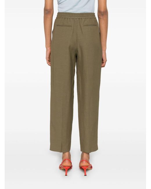 PT Torino Green Pleated Tapered Trousers