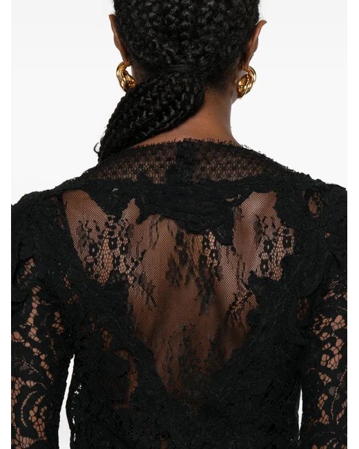 Isabel Marant Black Rubiana Floral-Lace Midi Dress