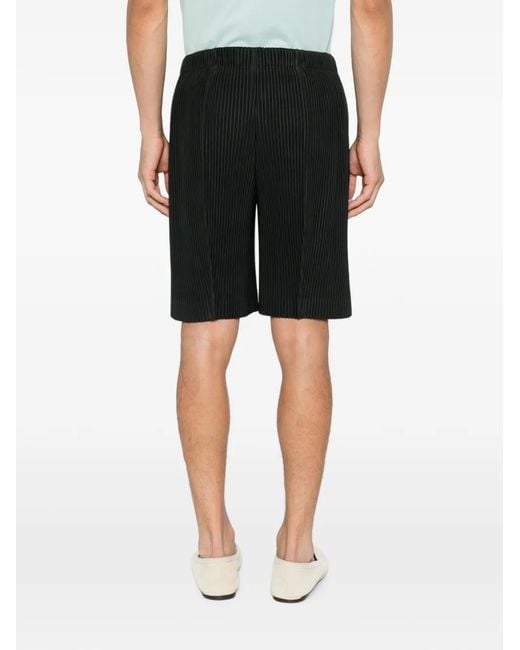 Homme Plissé Issey Miyake Black Pleated Shorts for men