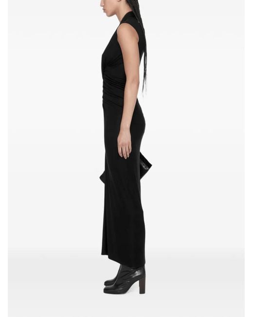 AllSaints Black Ruched Jersey Maxi Dress