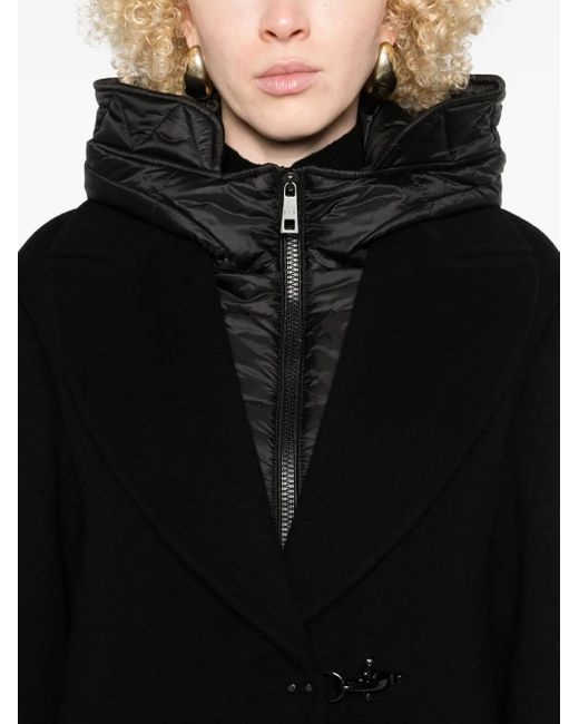 Fay Black Hooded Coat