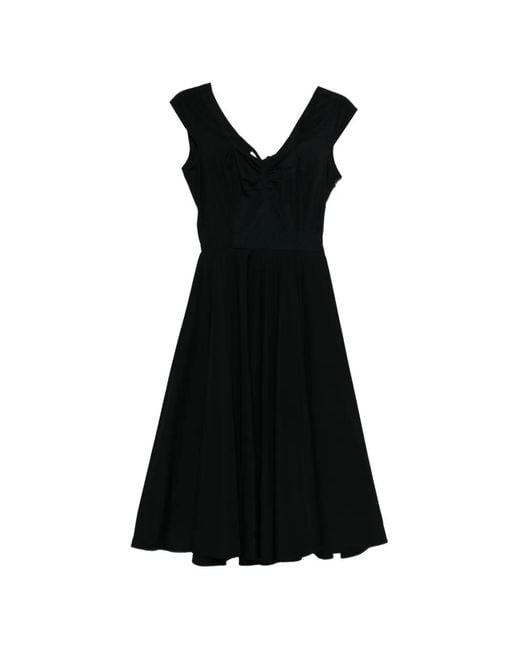 Aspesi Black Cut-Out Ruched Midi Dress