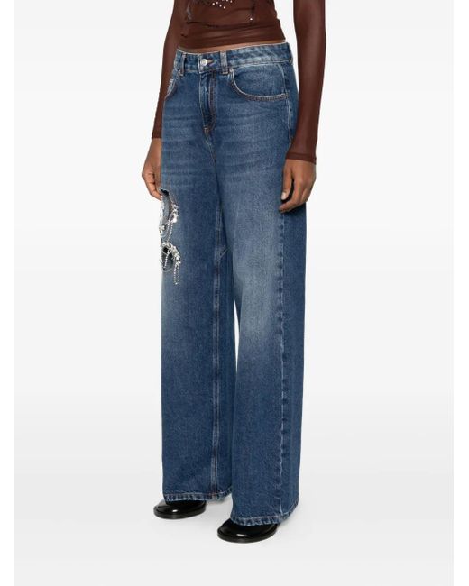 Area Blue Crystal-Embellished Jeans