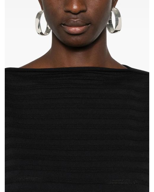 Pleats Please Issey Miyake Black Mesh Knitted Top