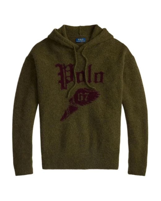Polo Ralph Lauren Green Logo-Embroidered Hoodie for men
