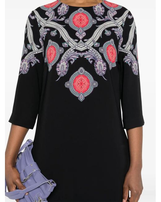 Vestido midi con estampado de cachemira Etro de color Black