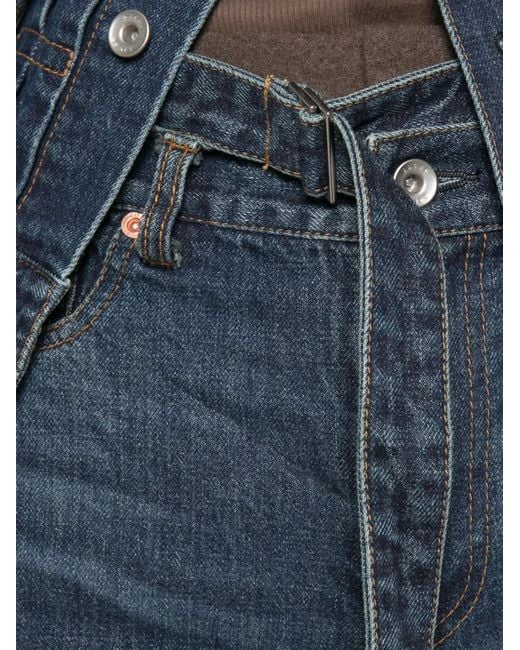 Sacai Blue Belted Layered-Waist Jeans