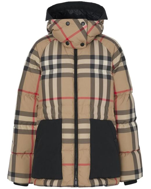 Chaqueta acolchada a cuadros Burberry de color Brown
