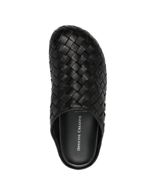 Officine Creative Black Intreccio Mules for men