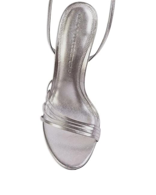Black Suede Studio White Ella Metallic Multi-Strap Sandals