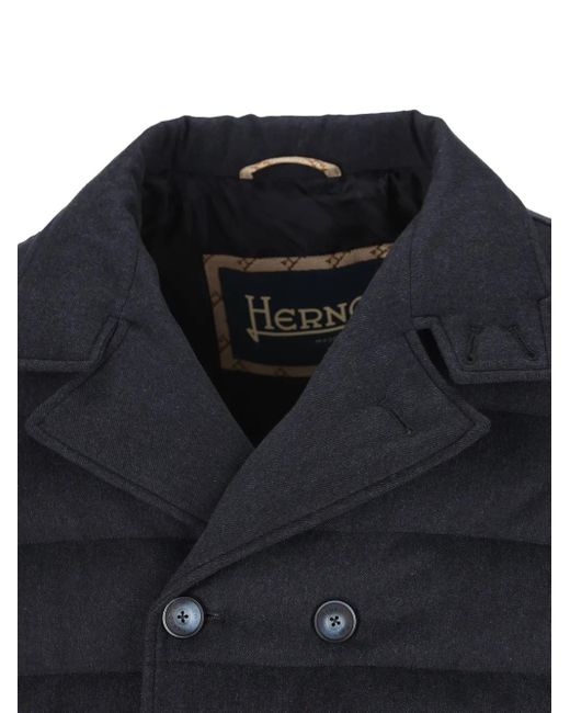 メンズ Herno パデッド ダブルコート Blue