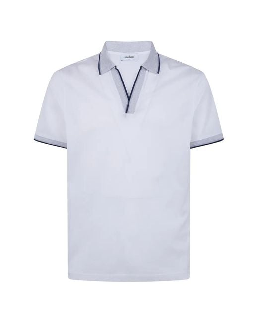 Gran Sasso Blue V-Neck Collared T-Shirt for men