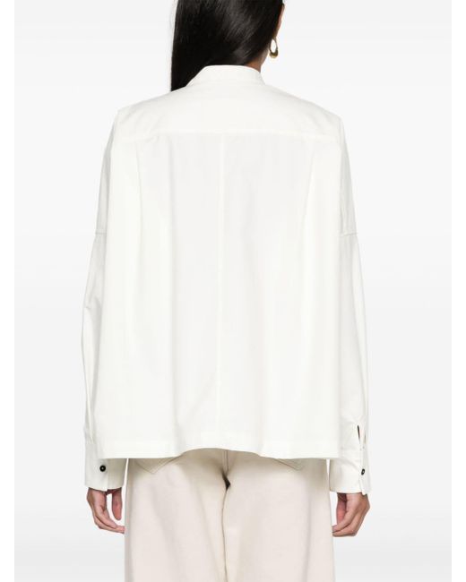 Jil Sander White Band-Collar Cotton Shirt