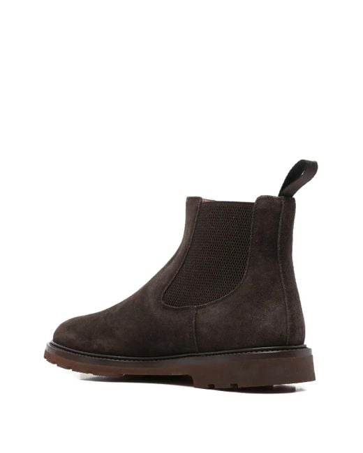 Henderson Brown Elasticated-Panel Boots for men