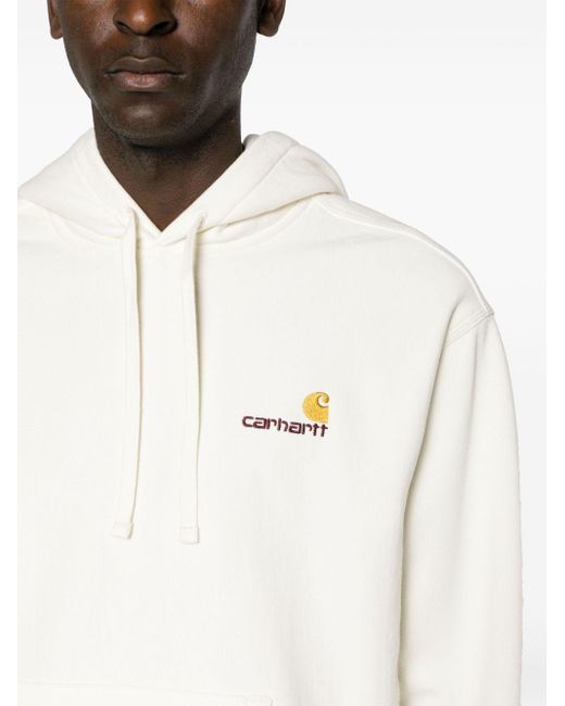 Carhartt White Hooded American Script Sweatshirt for men