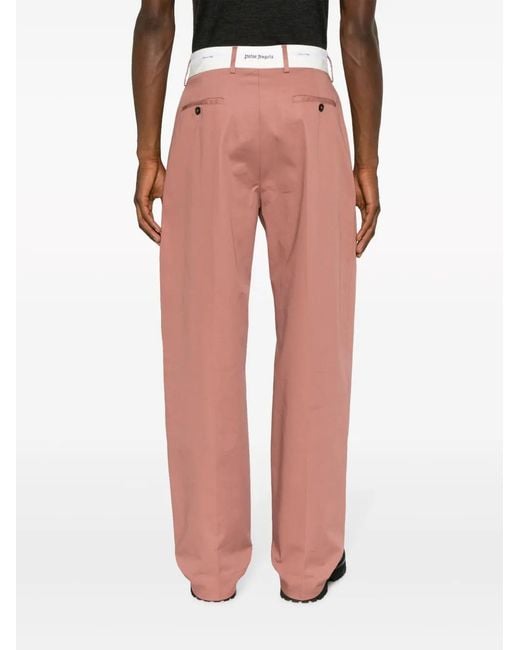 Palm Angels Red Logo-Waist Cotton Trousers for men