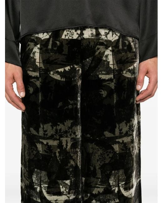 Pierre Louis Mascia Black Kanada Dragon-Print Trousers