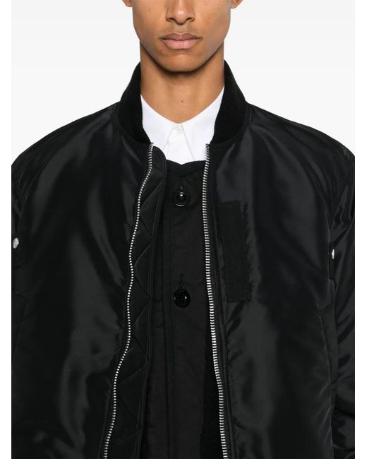 Sacai Black Twill Bomber Jacket for men