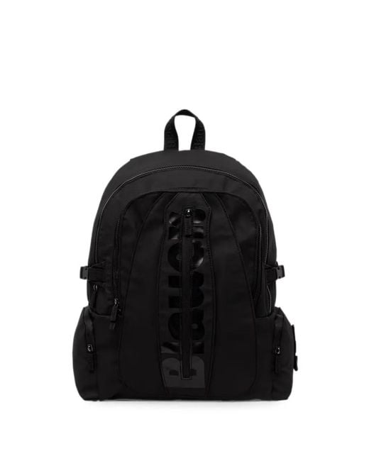 Blauer Black Logo-Print Zip-Pocket Backpack for men