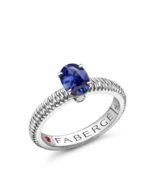 Faberge Blue 18kt White Gold Colours Of Love Sapphire Fluted Ring