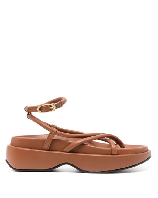 Reike Nen Brown Gaji Leather Platform Sandals