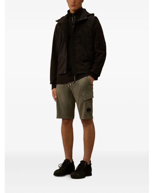 C P Company Green Drawstring-Waist Cargo Shorts for men