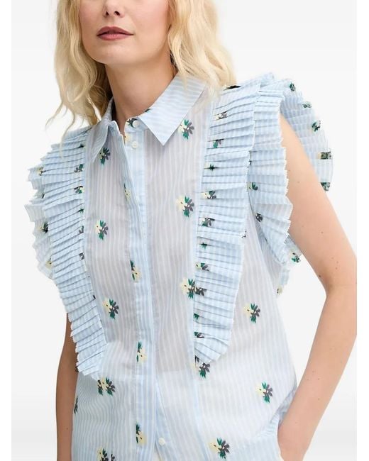 Munthe Blue Must Pleated-Ruffle Shirt