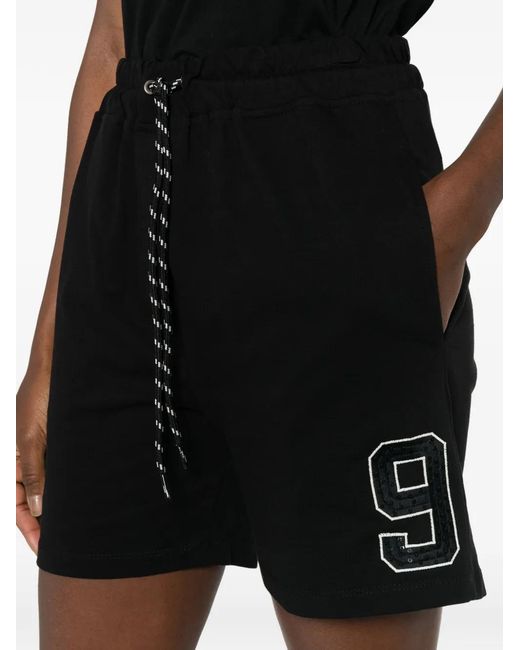 Marc Ellis Black Drawstring-Waist Logo-Patch Shorts