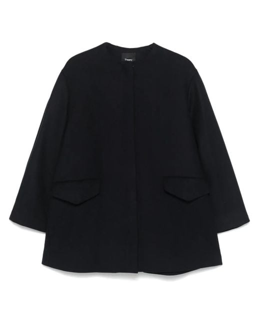 Theory Black Melton Cape