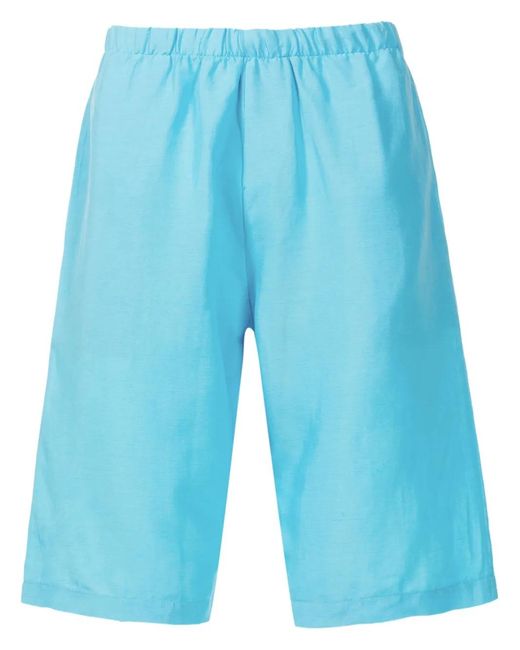Amir Slama Blue Elasticated-Waistband Linen Shorts for men