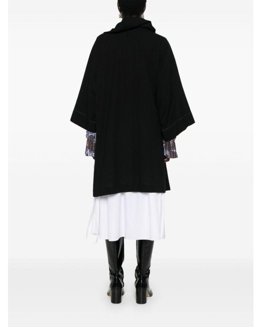 Yohji Yamamoto Black Open-front Textured Jacket