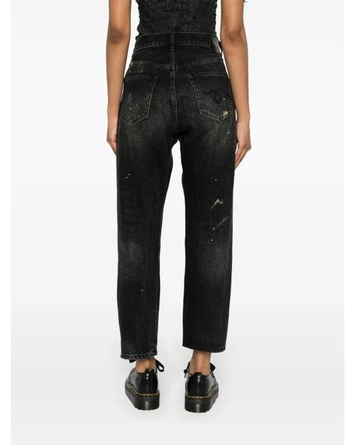 R13 Black Mid-Rise Straight-Leg Jeans