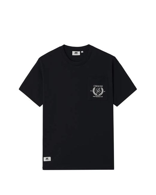 Chocoolate Black T-Shirt Brodé À Poche Plaquée for men