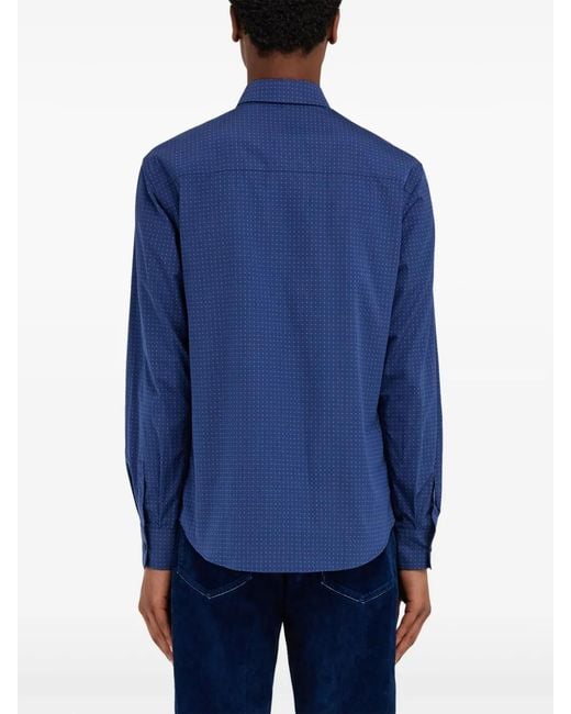 Ferragamo Blue Geometric-Print Shirt for men