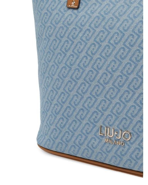 Liu Jo Blue Logo Zip Tote Bag