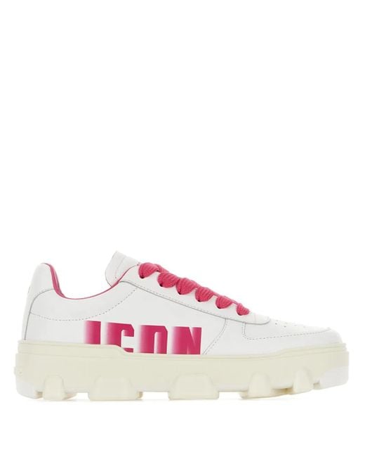 DSquared² Pink Leather Basket Sneakers