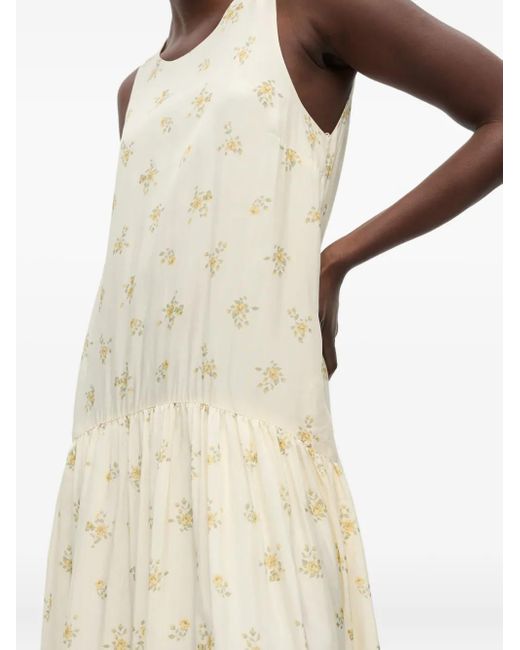 Ganni White Dress With Floral Pattern