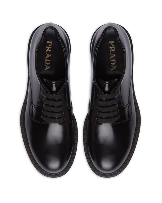 prada brushed leather derby shoes