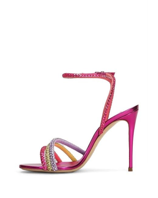 Casadei Pink 140 Andromeda Crystal-Embellished Heeled Sandals