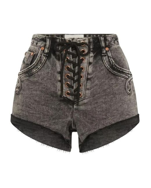 One Teaspoon Gray Lace-Up Shorts