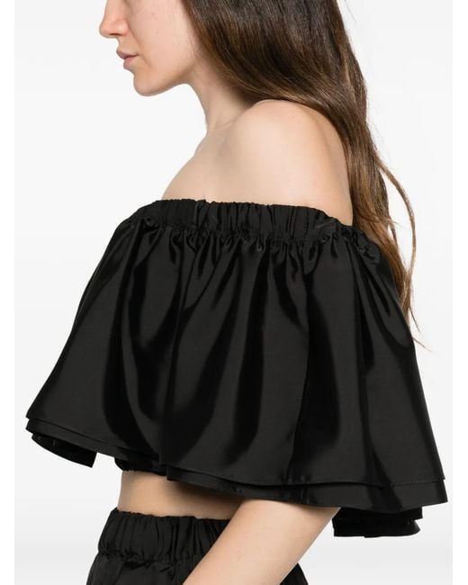 Parlor Blouse Met Elastische Taille in het Black