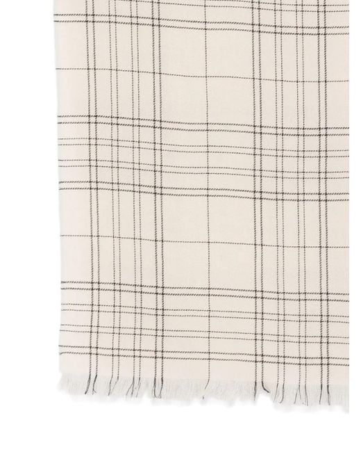 Destin Natural Check-Pattern Fringed Scarf