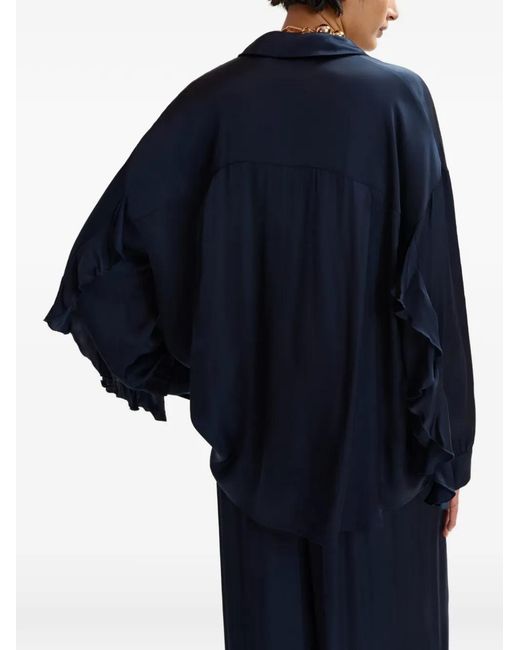 Essentiel Antwerp Blue Ruffle-Sleeve Shirt