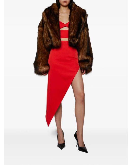 David Koma Red Asymmetric Skirt
