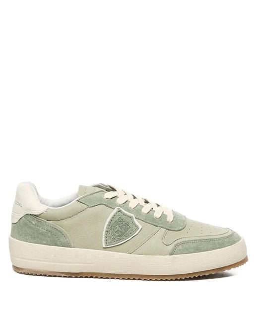 Philippe Model White Nice Lace-Up Suede Sneakers for men