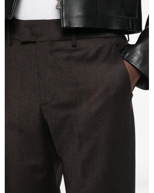 Berwich Black Alice Long Pleated-Detail Turn-Up Trousers