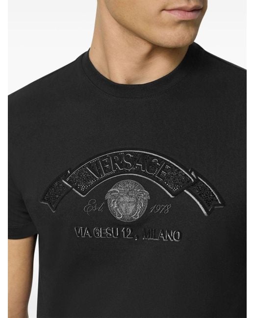Versace Black Medusa Stamp 3d T-shirt for men