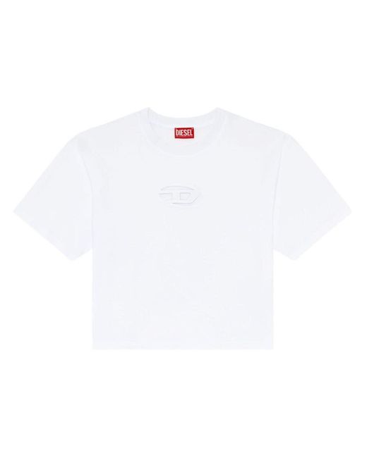 DIESEL White T-buxt-crop-od Cotton T-shirt