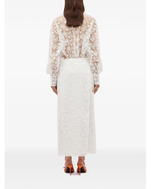 MSGM Lace Tie Maxi Skirt in White | Lyst