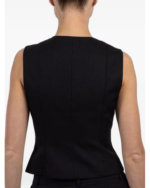 Franchise Black Anita Button V-Neck Waistcoat